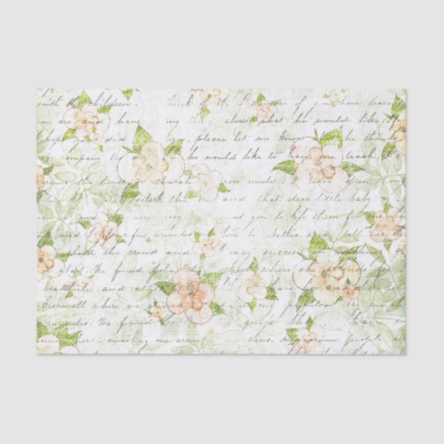 Vintage Romance Floral Shabby Tissue Paper (Front)
