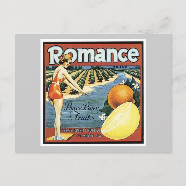 Vintage Romance Fruit Label Postcard (Front)