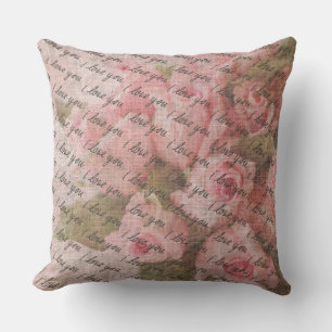 Vintage Romance: Handwritten 'I Love You' Cushion