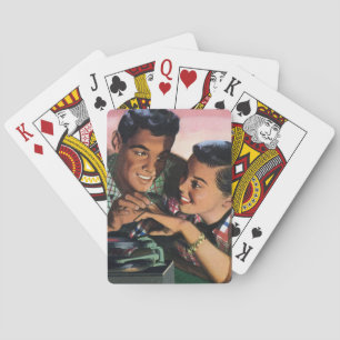 Vintage Romance, High School Sweethearts in Love Playing Cards