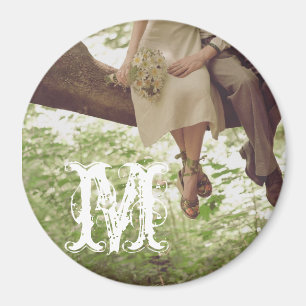 Vintage Romance Love Coupl Monogram Initial Magnet