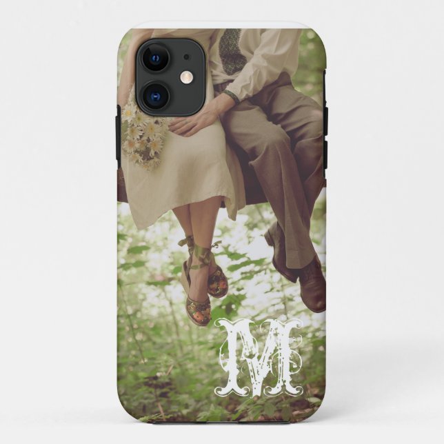 Vintage Romance Love Couple Monogram IPHONE 5 Case (Back)