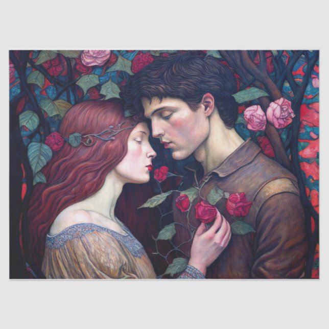  Vintage Romance Lovers Couple Decoupage Tissue Paper (Front)