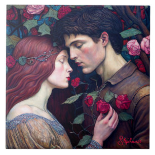  Vintage Romance Lovers Couple Tile