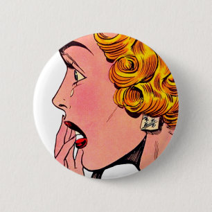 Vintage Romance Novel Girl Comic Art 6 Cm Round Badge