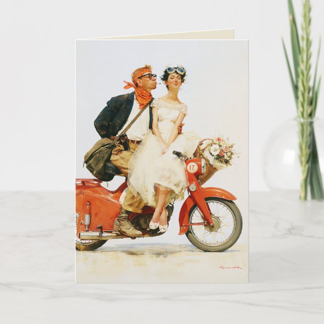 Vintage Romance on a Red Scooter Card (Front)