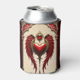 Vintage romance with a heart and wings can cooler