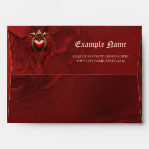 Vintage romance with a heart and wings. envelope