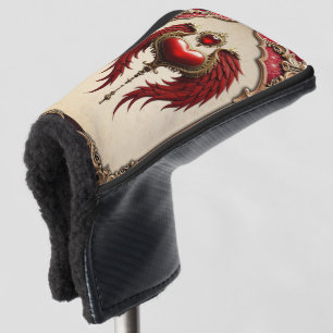 Vintage romance with a heart and wings. golf head cover