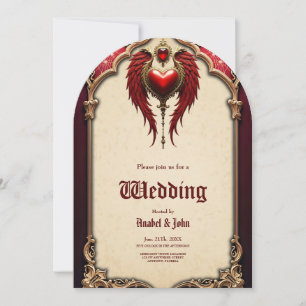 Vintage romance with a heart and wings. invitation