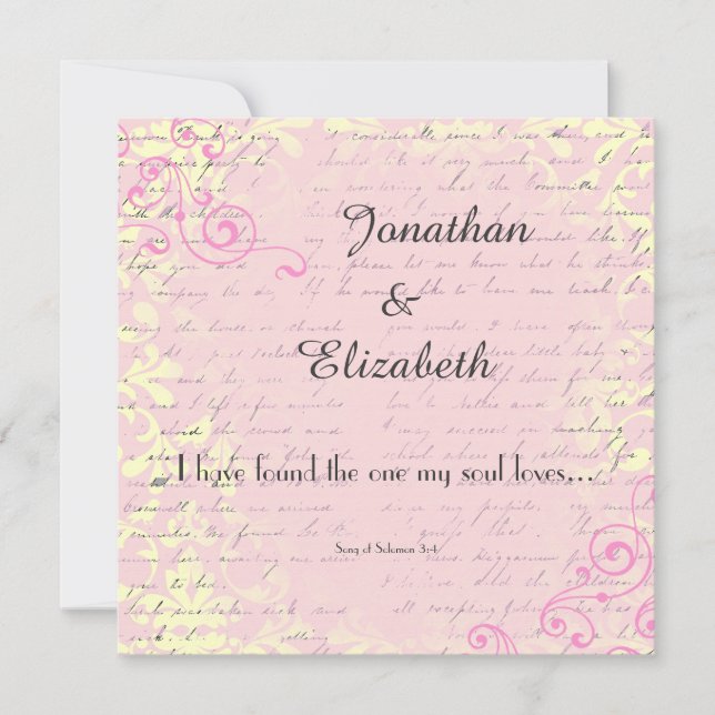Vintage Romance with Bible Verse Wedding Invitation (Front)