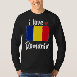 Vintage Romania Flag Pride For Men Women Support R T-Shirt