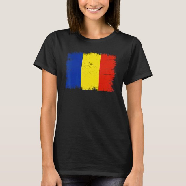Vintage Romania Flag Romanian Independence Day T-Shirt (Front)