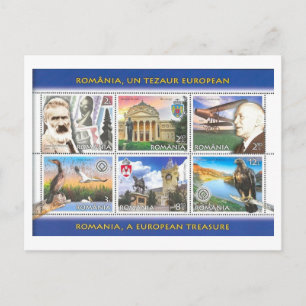 Vintage Romania Stamp Set  Postcard