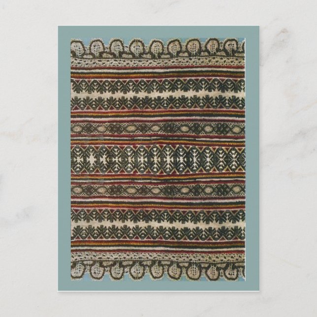Vintage Romanian embroidery, traditional design Postcard (Front)