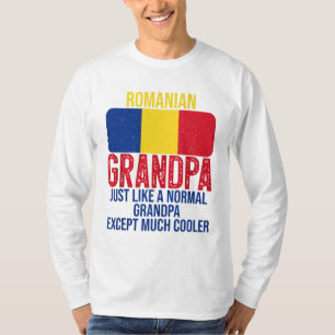 Vintage Romanian Grandpa Romania Flag for Father's T-Shirt