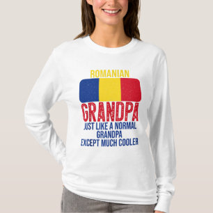 Vintage Romanian Grandpa Romania Flag for Father's T-Shirt