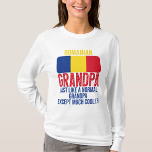 Vintage Romanian Grandpa Romania Flag for Father's T-Shirt