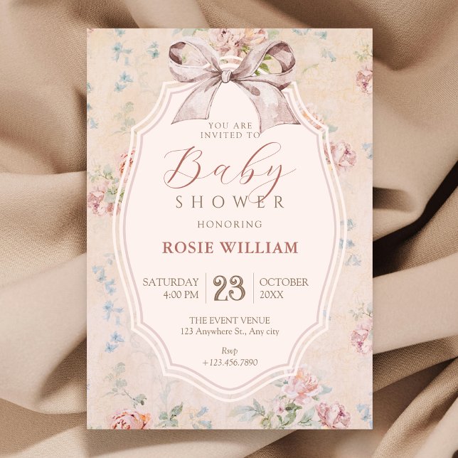 Vintage romantic baby shower invitation (Creator Uploaded)
