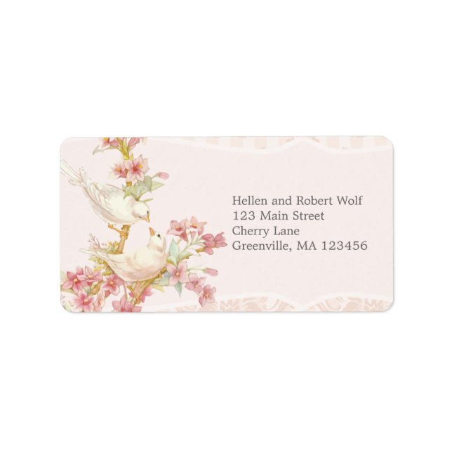 Vintage Romantic Birds in Love Label (Front)