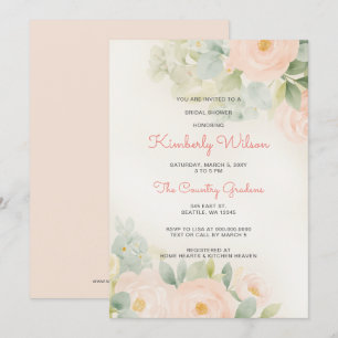 Vintage Romantic Blush Floral Bridal Shower Invitation