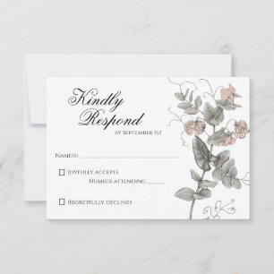 Vintage Romantic Botanical Wedding Invitation rsvp