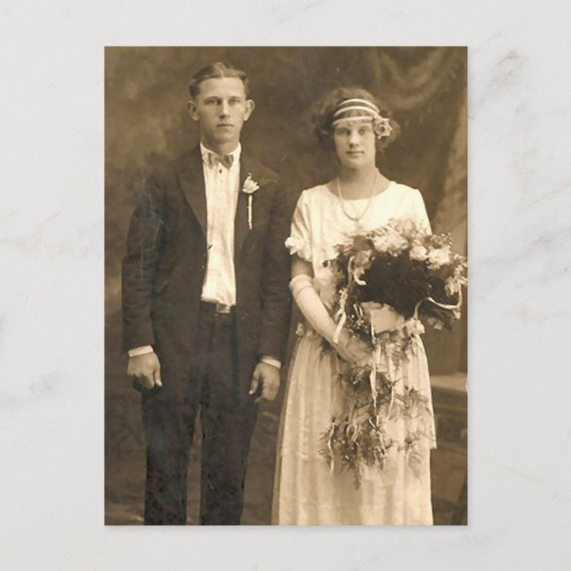 Vintage Romantic Bride and Groom Photos Postcard (Front)