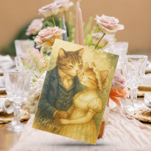 Vintage Romantic Cat Pride and Prejudice Birthday