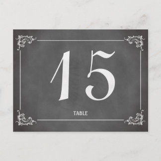 Vintage romantic chalkboard wedding table number postcard