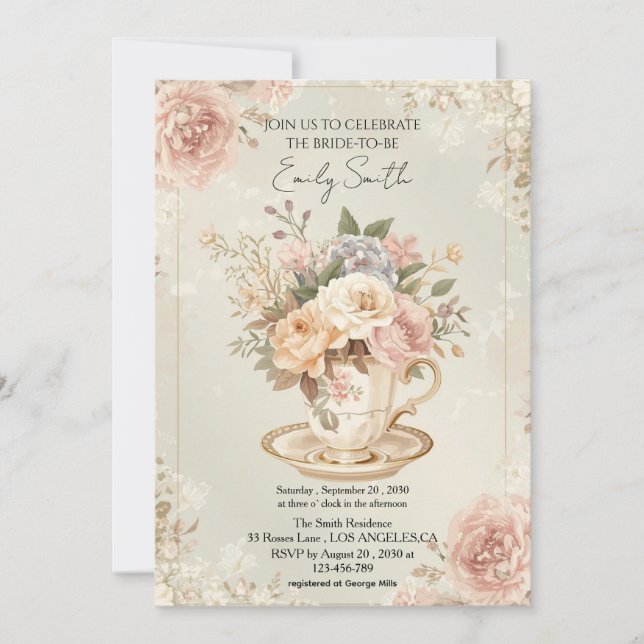 Vintage Romantic Chic Bridal Shower Invitation (Front)