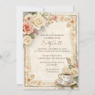 Vintage Romantic Cottagecore Bridal Shower Invitation