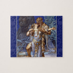 Vintage Romantic Couple Anthony and Cleopatra Kiss Jigsaw Puzzle