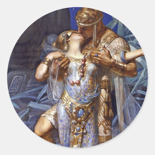 vintage romantic couple anthony cleopatra classic classic round sticker (Front)