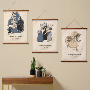 Vintage Romantic Couple Classic 50s Retro Wedding Hanging Tapestry