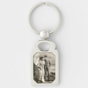 Vintage Romantic Couple with Parasol Key Ring