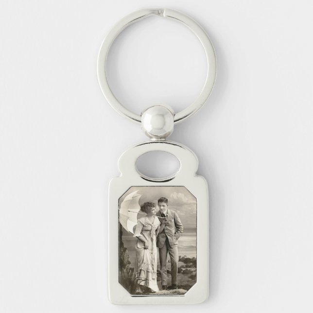 Vintage Romantic Couple with Parasol Key Ring (Front)