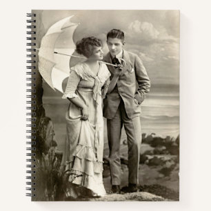 Vintage Romantic Couple with Parasol Notebook