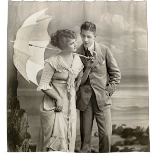 Vintage Romantic Couple with Parasol Shower Curtain