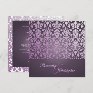 VINTAGE+ROMANTIC DAMASK/PURPLE/INVITATIONS INVITATION