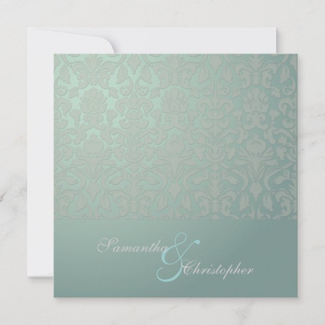 Vintage + Romantic Damask Wedding Invitations (Front)