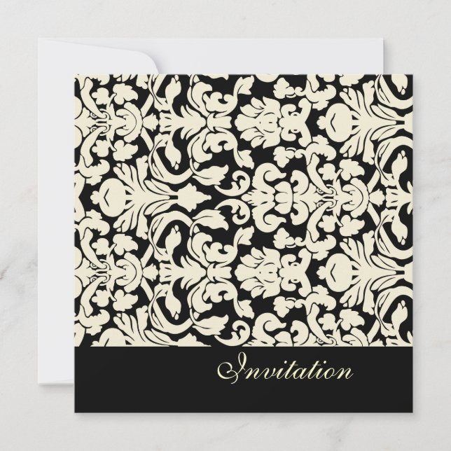 Vintage + Romantic Damask Wedding Invitations (Front)
