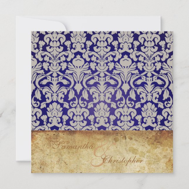 Vintage + Romantic Damask Wedding Invitations (Front)