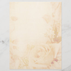 Vintage Romantic Faded Rose Parchment Letterhead