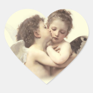 Vintage Romantic First Kiss Heart Sticker