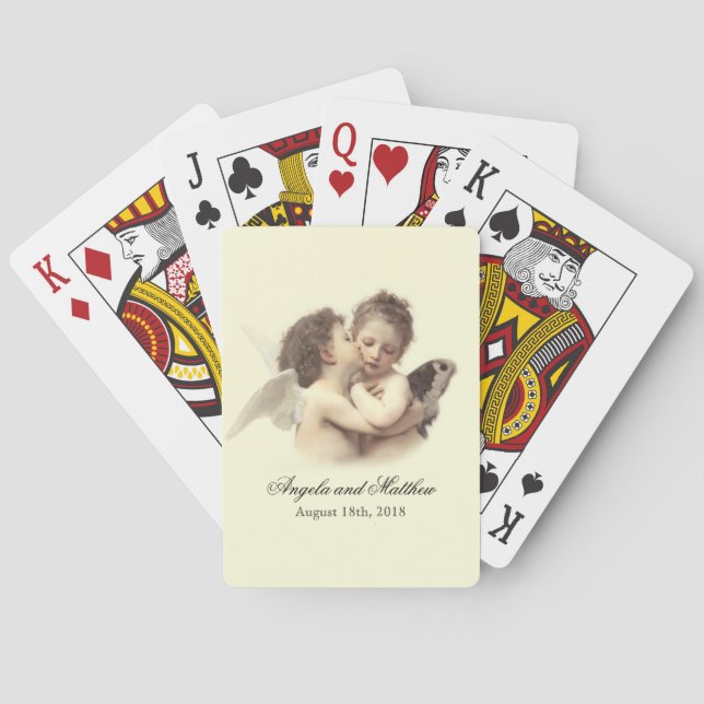 Vintage Romantic First Kiss Playing Cards (Back)