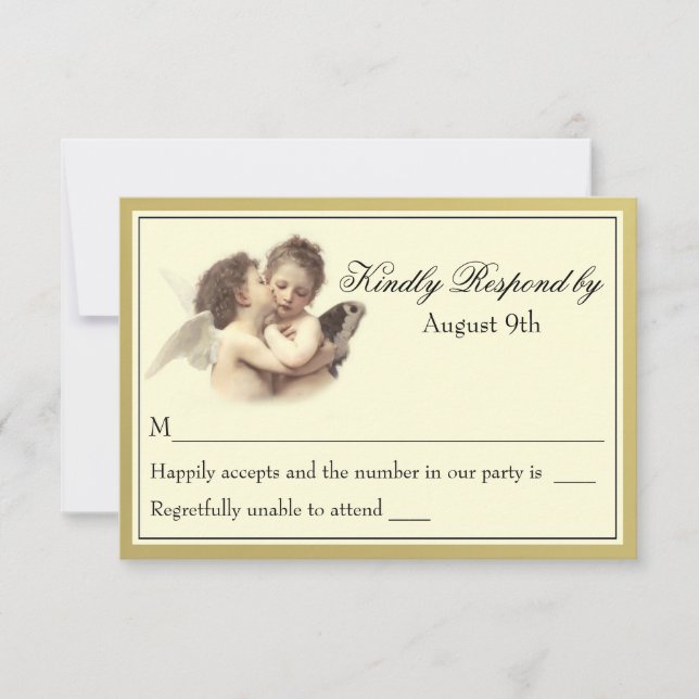 Vintage Romantic First Kiss RSVP Card (Front)