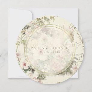 Vintage Romantic Floral Background Spring Wedding Holiday Card
