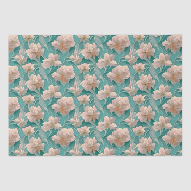 Vintage Romantic Floral Design  Tissue Paper (Front)