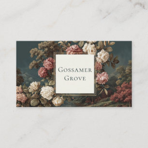Vintage Romantic Floral Landscape Gold Frame Business Card