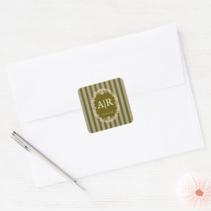 Vintage Romantic Floral Monogram Wedding Sticker